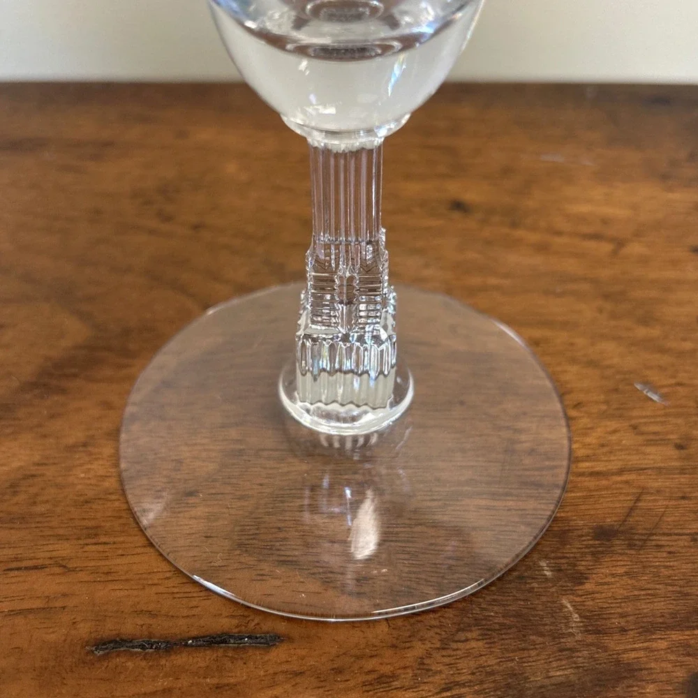 4 Libby Elegant Glass Lucerne Art Deco 7 3/8” Wine Water Glass NYC Skyscraper